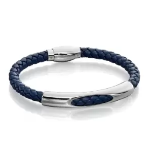 Fred Bennett Tunnel Section Navy Leather Bracelet