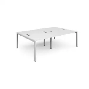 Bench Desk 4 Person Rectangular Desks 2400mm White Tops With White Frames 1600mm Depth Connex