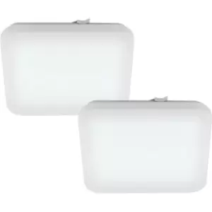 2 PACK Wall Flush Ceiling Light Colour White Shade White Plastic Bulb LED 17.3W