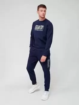 EA7 Emporio Armani Visibility Logo Sweatshirt Tracksuit, Navy, Size S, Men