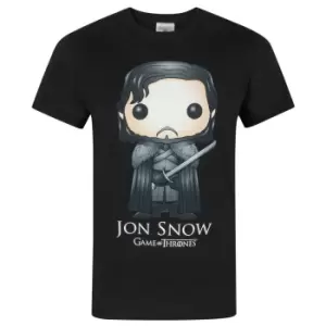 Game Of Thrones Official Mens Funko Jon Snow T-Shirt (S) (Black)