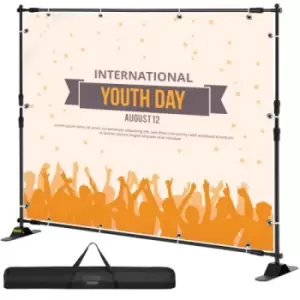 VEVOR 8FT Backdrop Banner Stand Step and Repeat Adjustable Telescopic Lightweight Trade Show Display Wall Exhibitor with Carrying Bag