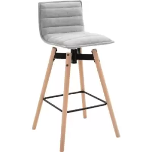 Homcom - Modern Home Barstool w/ Padded Armless Swivel Chair Wood Frame Grey