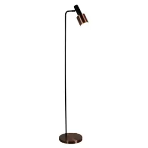 Searchlight Denmark - 1 Light Floor Lamp Black, Copper, E27