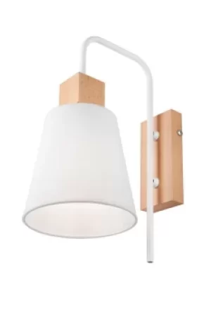 Enrico Dome Wall Light With Fabric Shade, White, 1x E27