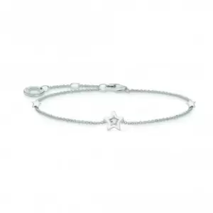 Charming Sterling Silver Enamel Zirconia White Star Bracelet A2136-041-14-L19V