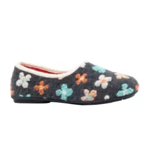 Sleepers Womens/Ladies Gracie Floral Knitted Slipper (7 UK) (Grey)