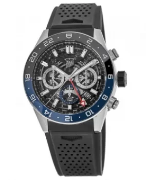 Tag Heuer Carrera Calibre Heuer 02 Batman Bezel GMT Skeleton Dial Rubber Strap Mens Watch CBG2A1Z.FT6157 CBG2A1Z.FT6157