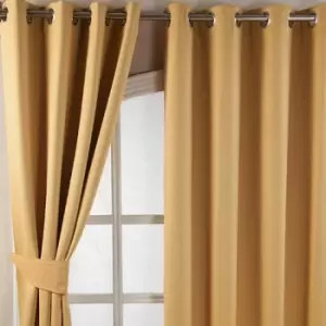 Homecapes Yellow Herringbone Chevron Blackout Curtains Pair Eyelet Style, 90x72'