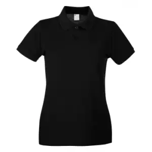 Womens/Ladies Fitted Short Sleeve Casual Polo Shirt (Large) (Jet Black)