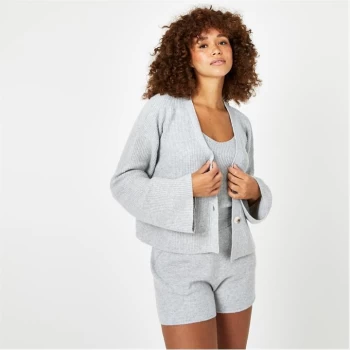 Jack Wills Knitted Cropped Cardigan - Grey Marl