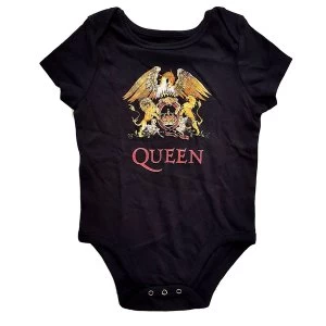 Queen - Classic Crest Kids Baby Grow - Black