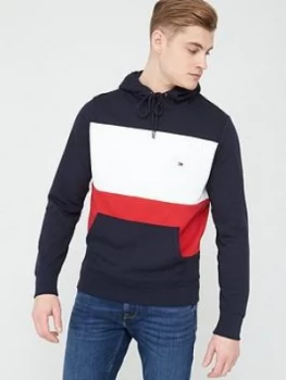 Tommy Hilfiger Colour Block Hoodie - Multi, Desert Sky Navy, Size 2XL, Men