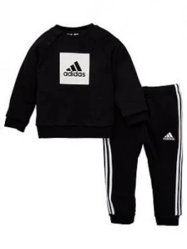 Boys, adidas Infants 3 Stripe Logo Sweatshirt and Joggers Set - Black, Size 18-24 Months