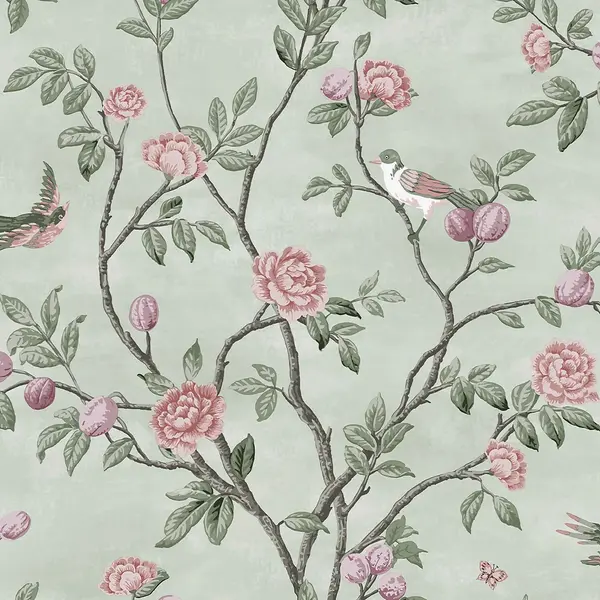 Laura Ashley Eglantine Eau de Nil Wallpaper Green