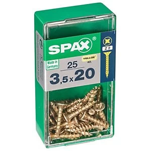 Spax PZ Countersunk Zinc Yellow Screws - 3.5 x 20mm Pack of 25