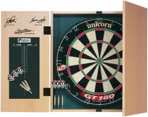 Unicorn Original Dartboard Cabinet and Darts.