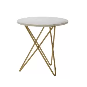 Side Table with Geometric Shape Legs and White Marble Top