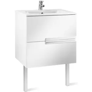 Roca Victoria-N Unik 2-Drawers Vanity Unit with Basin 600mm Wide Gloss White 1 Tap Hole