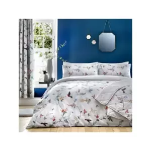 Dreams & Drapes Mansfield Floral Print Reversible Duvet Cover Set, Grey, Super King