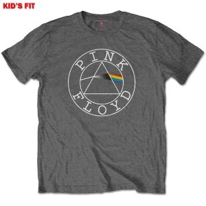 Pink Floyd - Circle Logo Kids 7 - 8 Years T-Shirt - Grey