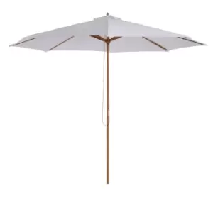 Outsunny (3M) Fir Wooden Garden Parasol Sun Shade Outdoor Umbrella Canopy Cream