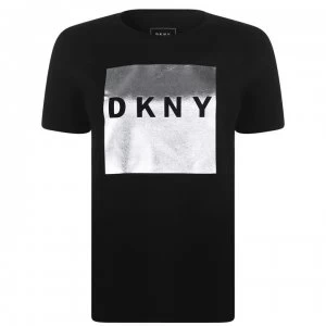 DKNY Foil Logo T-Shirt - BLACK/SILVER