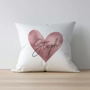 Personalised Rose Gold Heart Filled Cushion