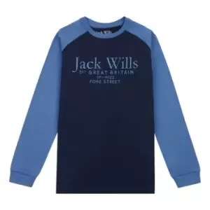 Jack Wills Wills Raglan Long Sleeve T-Shirt Infant Boys - Blue