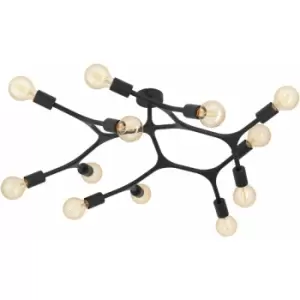 Loops - Flush 12 Bulb Ceiling Light Colour Black Arms & Lamp Holders Bulb E27 12x60W