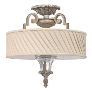 3 Light Semi Flush Ceiling Light Silver Leaf, E27