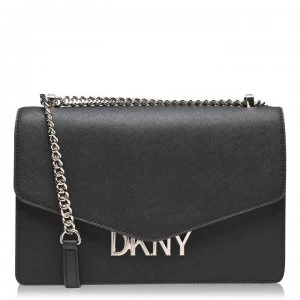 DKNY Flap Over Logo Bag - BLK GLD BGD