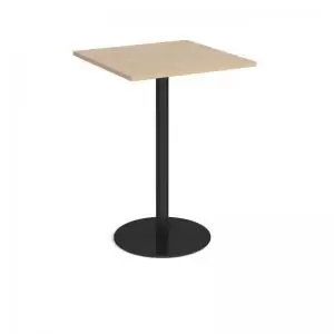 Monza square poseur table with flat round Black base 800mm - kendal