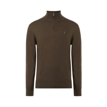 AllSaints Kilburn Zip Funnel Neck Jumper - HAZE GREEN