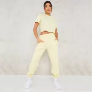 I Saw It First Crop T Shirt and Joggers Co-Ord Set - Yellow