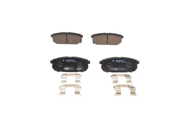 Bosch 0 986 494 590 Brake pad set Low-Metallic with acoustic wear warning with spring KIA: SORENTO 1