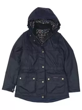 Barbour Girls Cassley Wax Jacket - Royal Navy, Royal Navy, Size 8-9 Years, Women