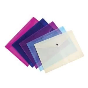 Original Concord Value Stud Wallet File Polypropylene Durable A4 Assorted Pack of 5