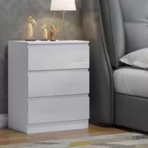 Fwstyle White Gloss 3 Drawer Chest Of Drawers