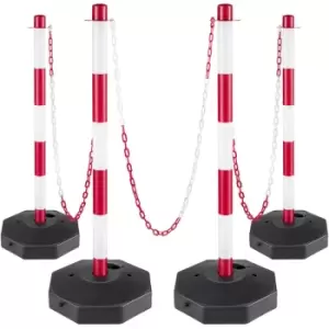 VEVOR Plastic Stanchion, 4pcs Chain Stanchion, Plastic Stanchion Kit w/ 4.5ft Chain 8 S-Hooks, PE Plastic White Stanchion for Warning/Crowd Control