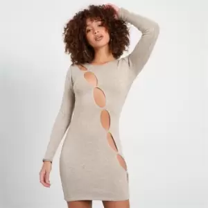 I Saw It First Asymmetric Cut Out Mini Dress - Neutral