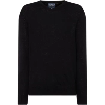 Howick Arlington V-Neck 100% Lambswool Jumper - Black