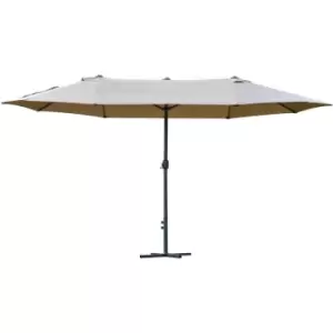 Sun Umbrella Canopy Double-side Crank Sun Shade Shelter 4.6M Khaki - Outsunny