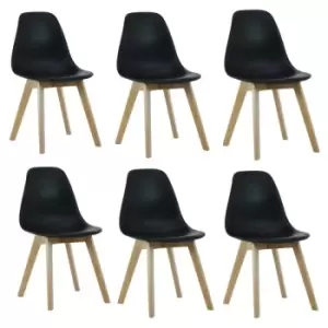 Rico Plastic Dining Chair Set of 6 - Black - Black