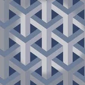 Holden Decor Glistening Trident Geometric Metallic Navy Wallpaper