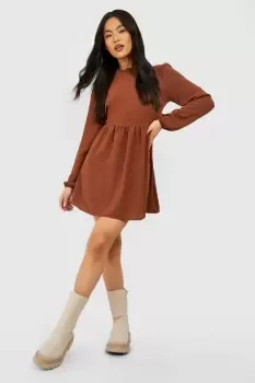 High Neck Frill Smock Dress