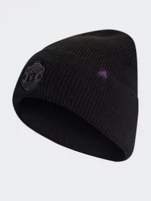 adidas Manchester United Beanie, Black/Purple, Size M/L, Men