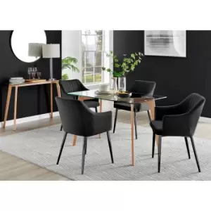 Furniture Box Malmo Glass and Wooden Leg Dining Table & 4 Black Calla Black Leg Chairs