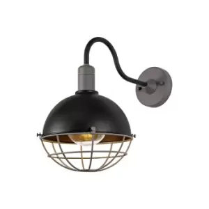 Dome Wall Lamp, 1 Light E27, IP65, Matt Black, Grey