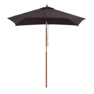 Outsunny Wooden Patio Umbrella Market Parasol Outdoor Sunshade Deep Grey